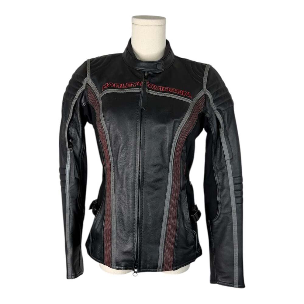 Harley-Davidson Velocity RCS Waterproof Black Leather Riding Jacket Women Small